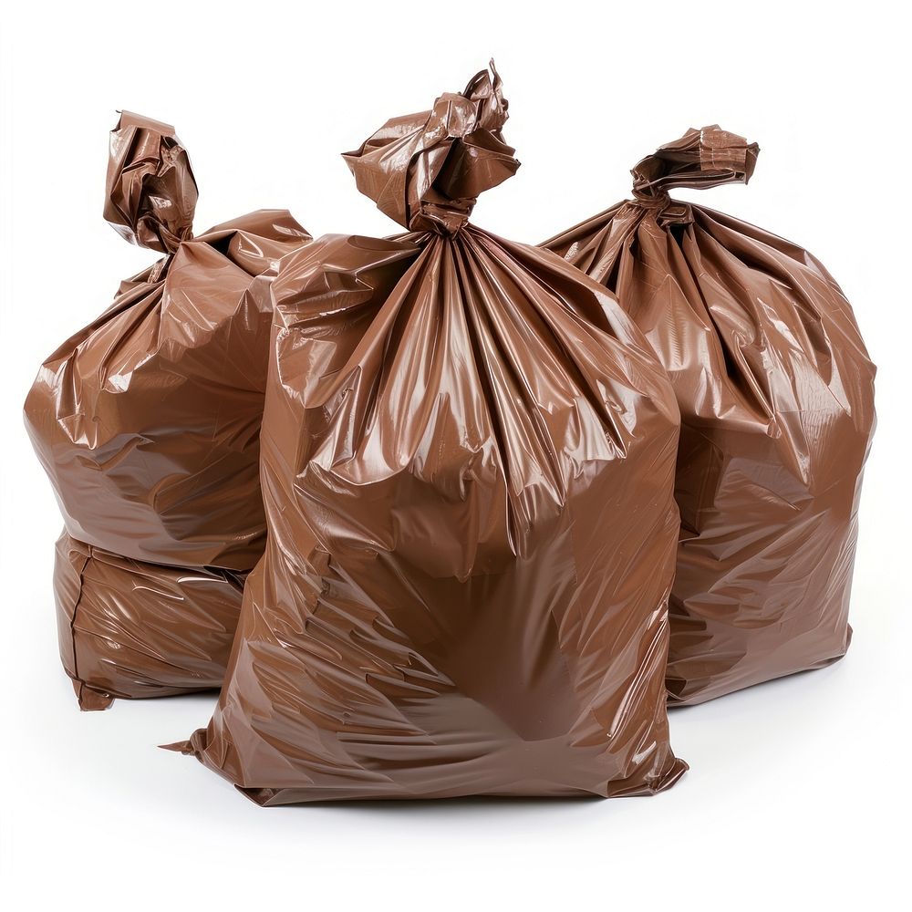 Brown plastic garbage bags