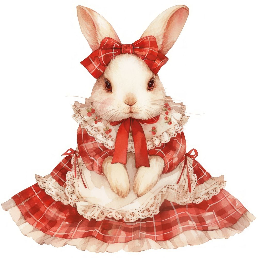 Adorable bunny in red dress