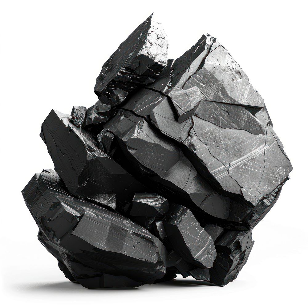 Shiny black mineral rock illustration