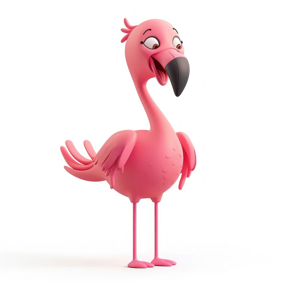 Cheerful pink cartoon flamingo illustration | Free Photo Illustration ...