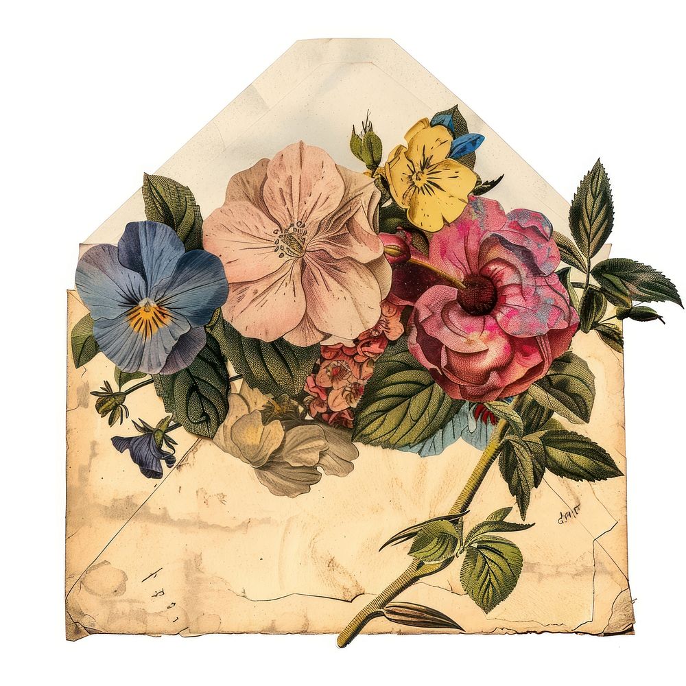 Vintage floral envelope illustration