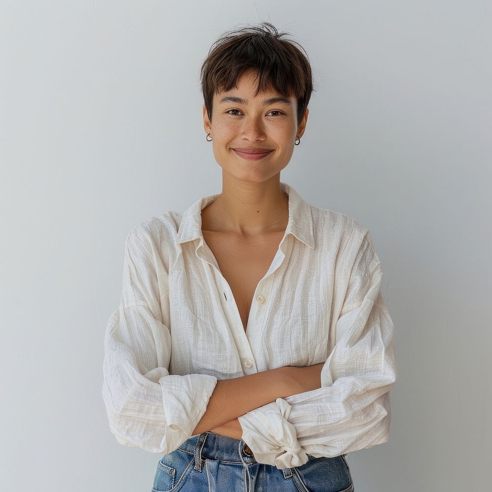 Confident woman in casual attire