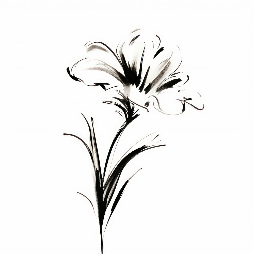 Elegant black ink flower sketch | Free Photo - rawpixel