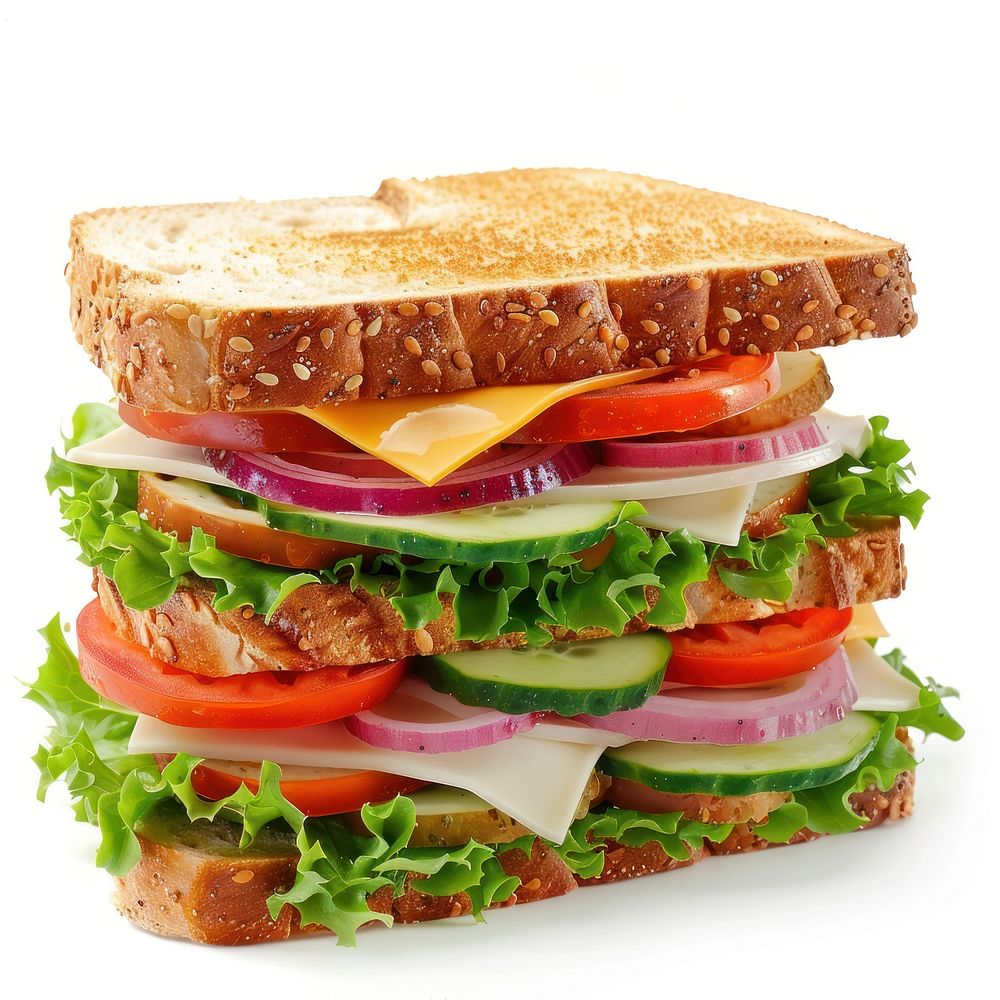 Delicious fresh veggie sandwich layers