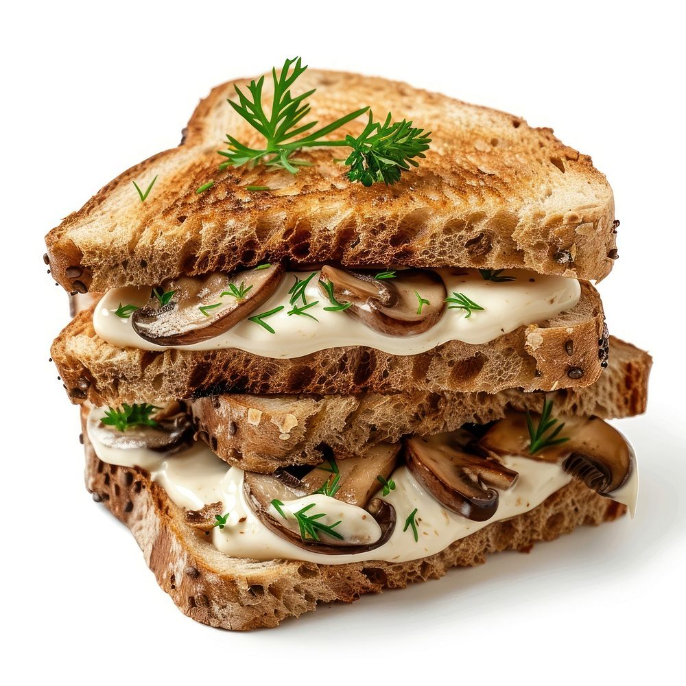 Delicious mushroom sandwich stack