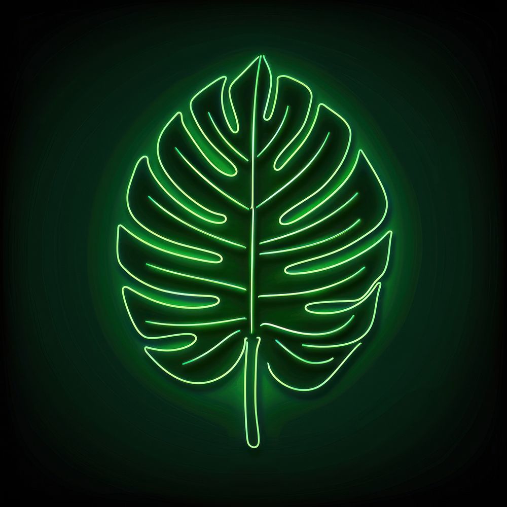 Neon monstera leaf illustration