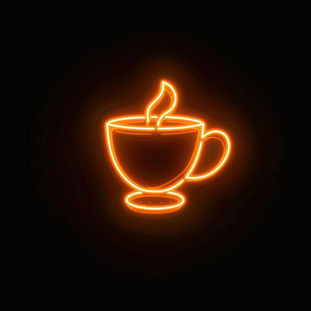 Neon coffee cup illustration glowing