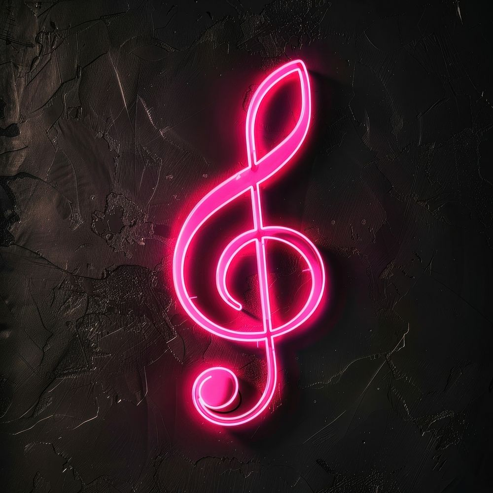 Neon treble clef music sign