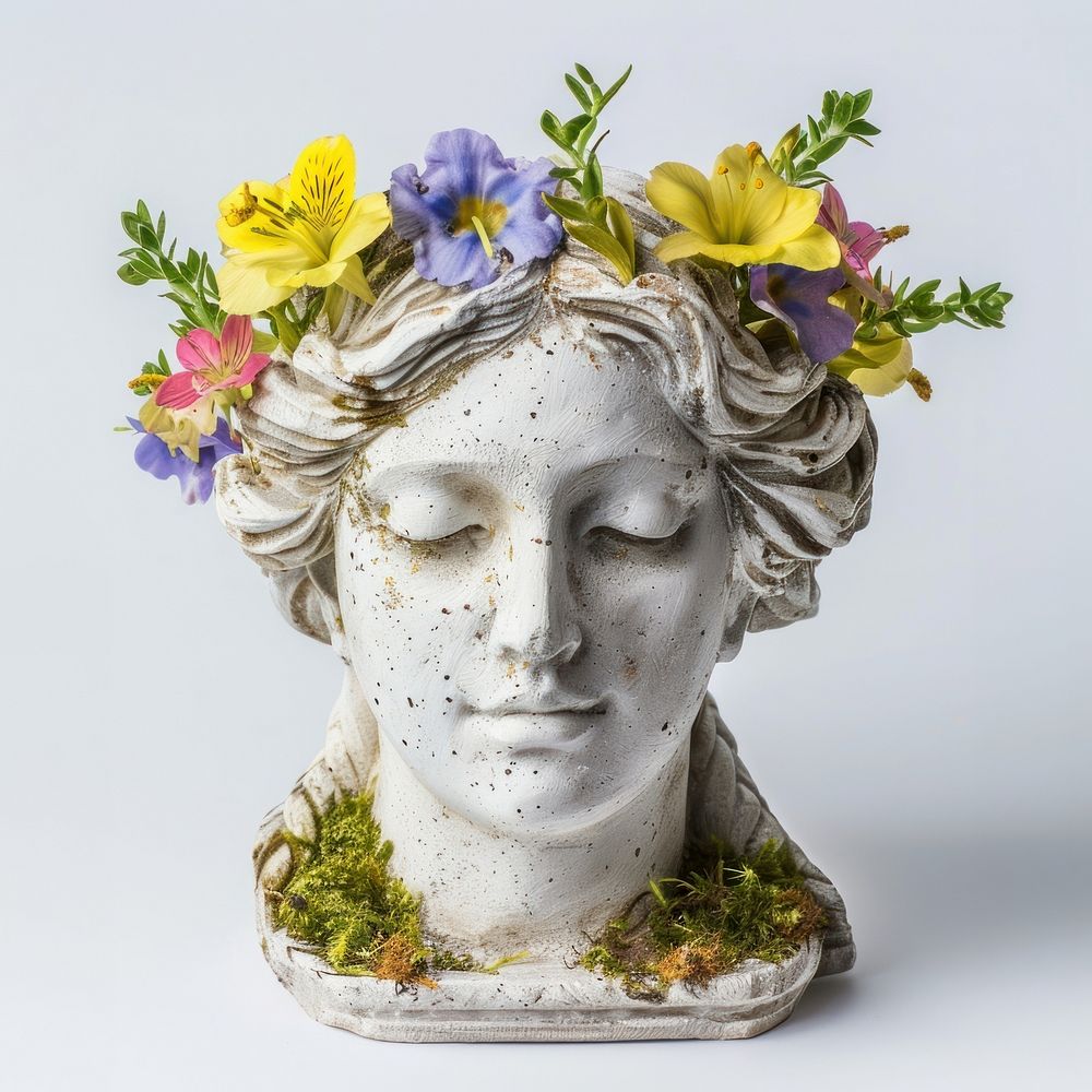 Floral statue head art