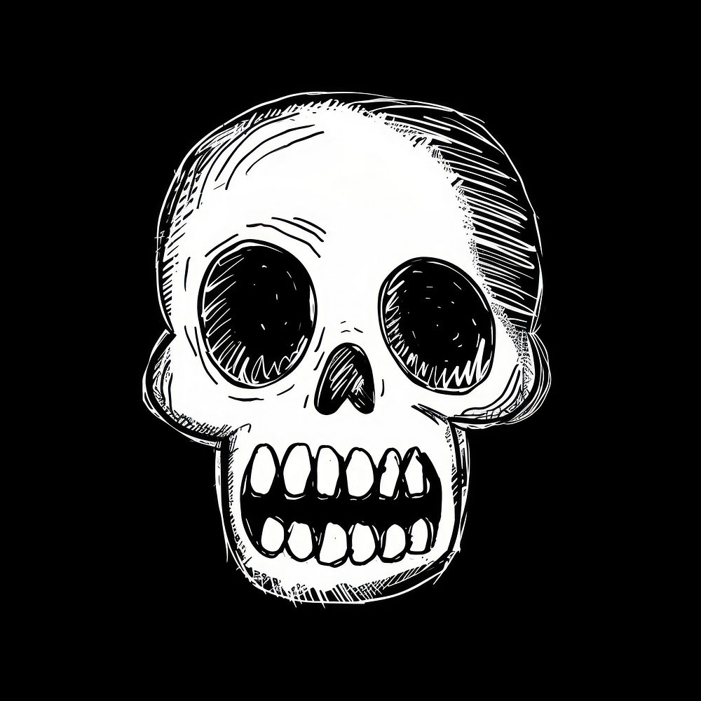 Simple cartoon skull icon illustrated drawing person.