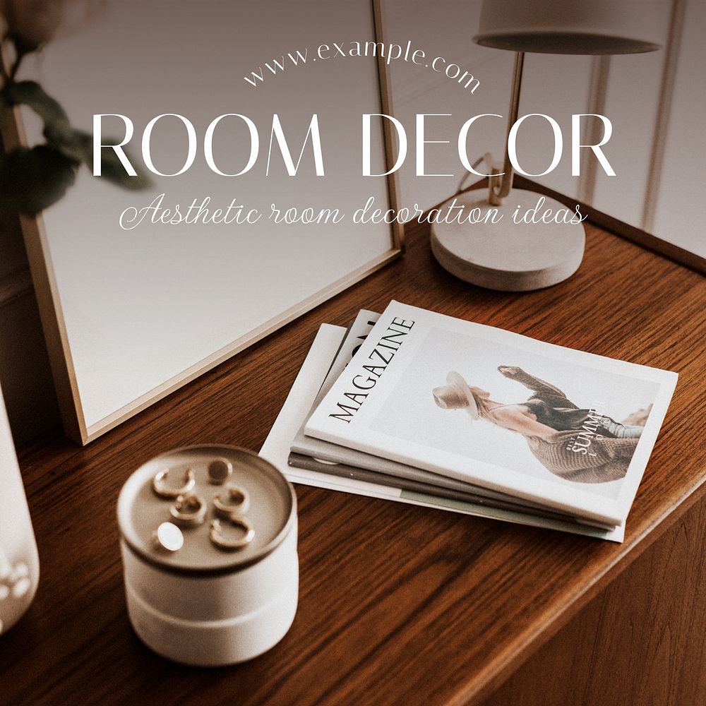 Room decor ideas Instagram post template vector