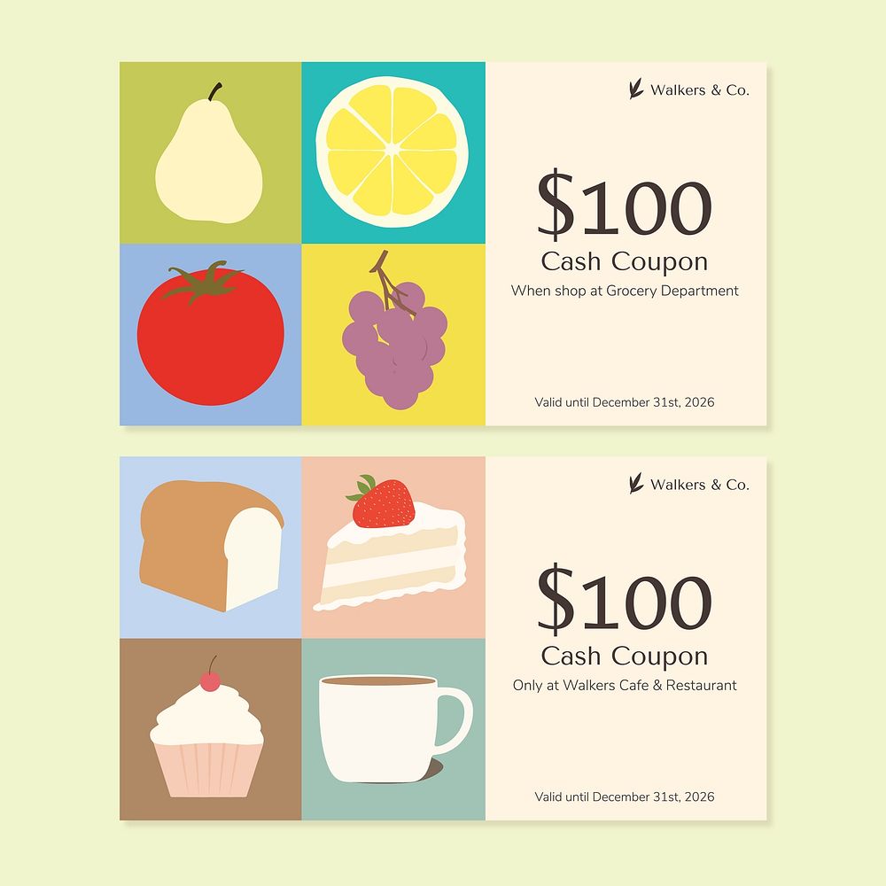 Food coupon template vector