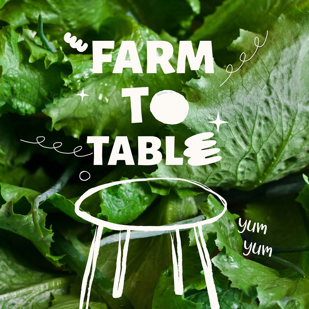 Farm to table Instagram post template vector