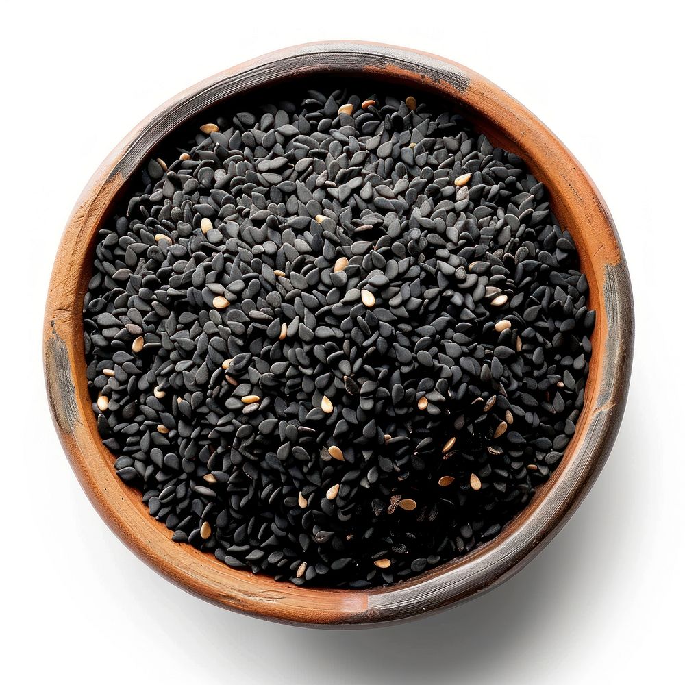 Black sesame seeds in bowl