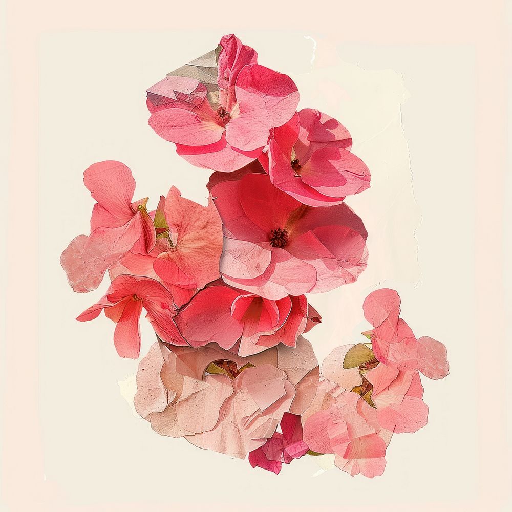 Vibrant pink floral collage artwork