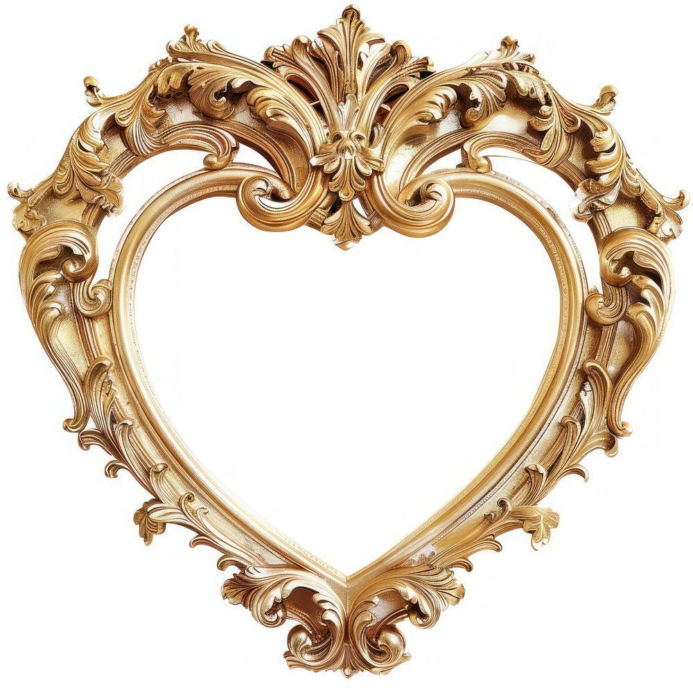 Ornate heart-shaped golden frame