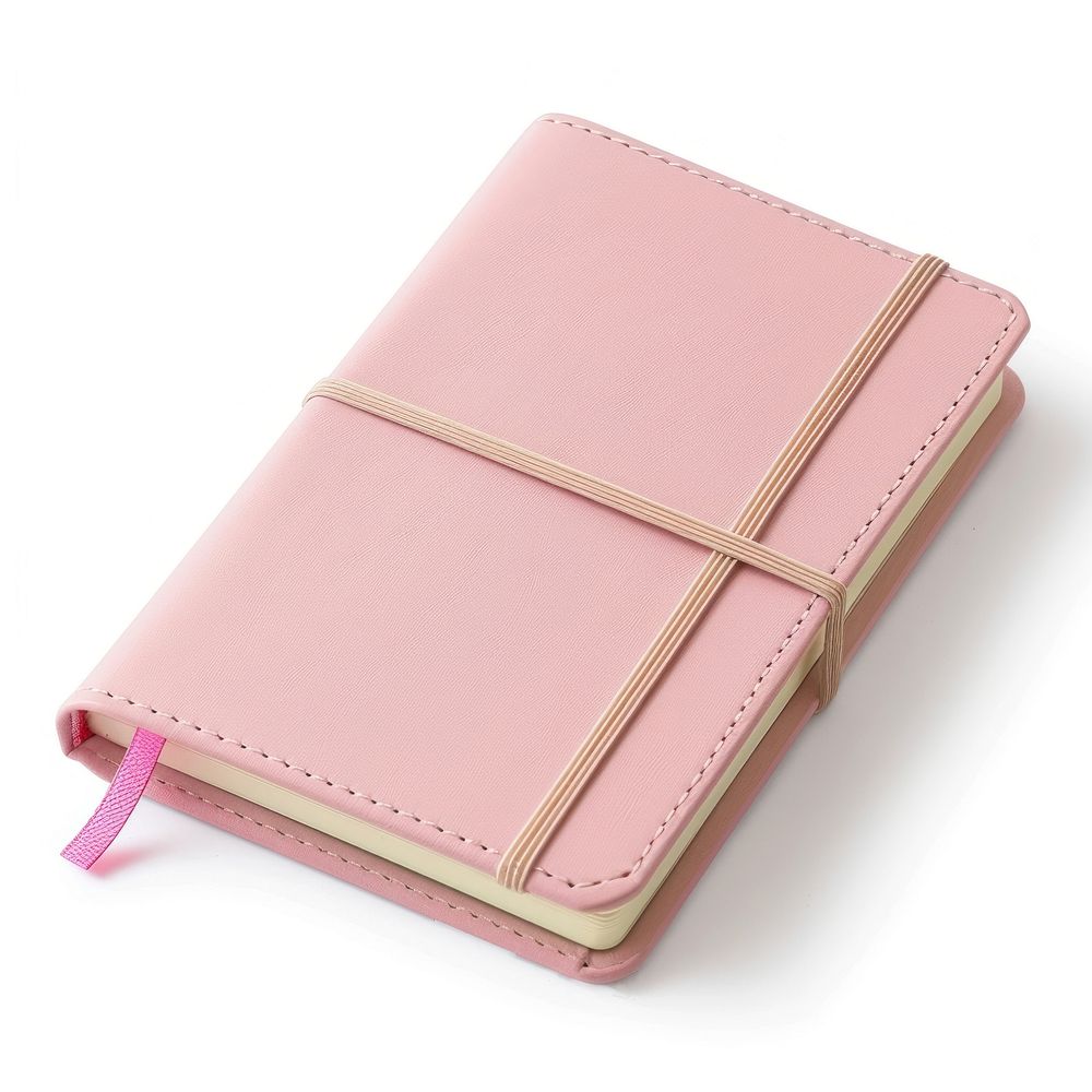 Pink leather notebook with elastic