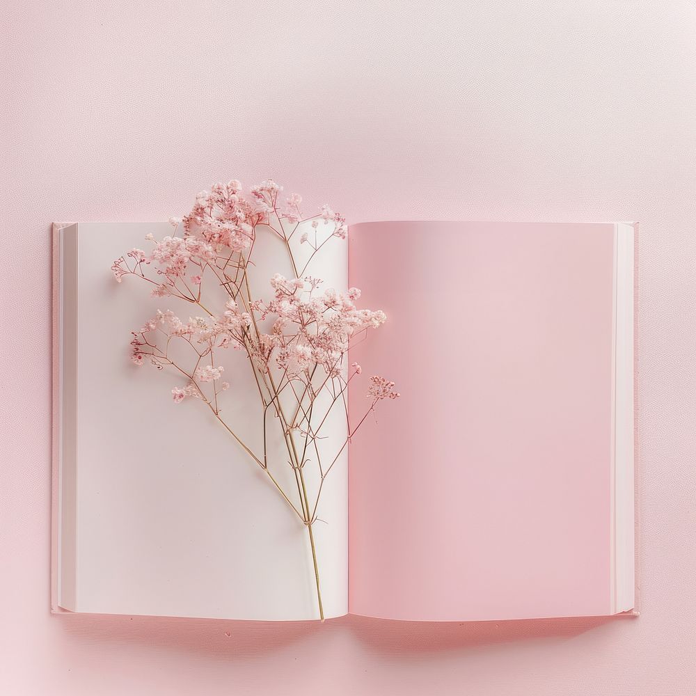 Delicate pink floral open book