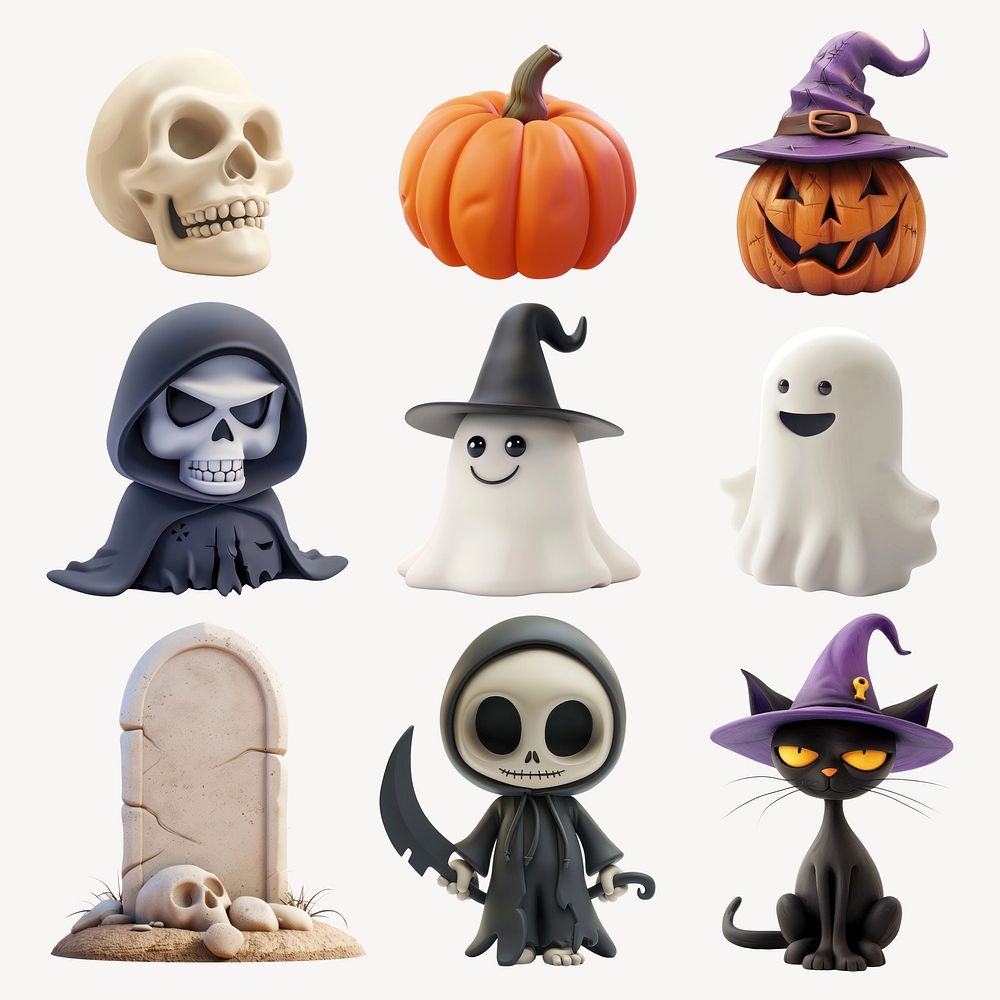 3d halloween element set