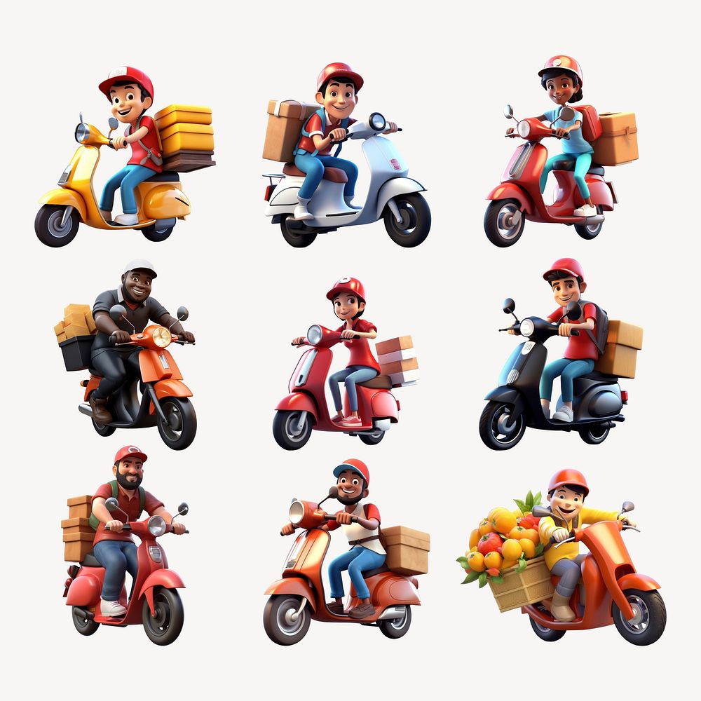 3D delivery rider design element set