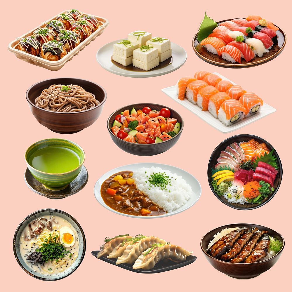 Japanese food design element set