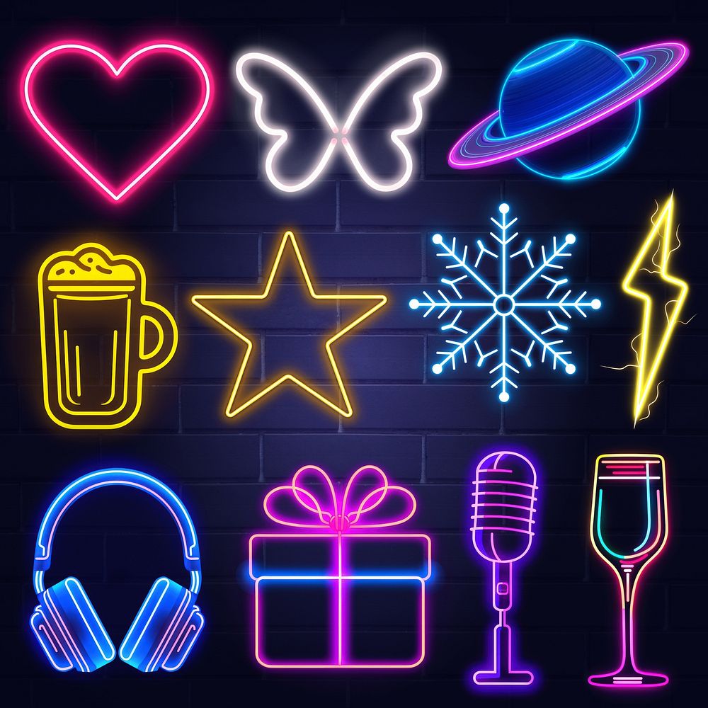 Neon icon element set