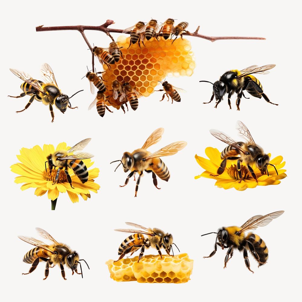 Honey bee design element set