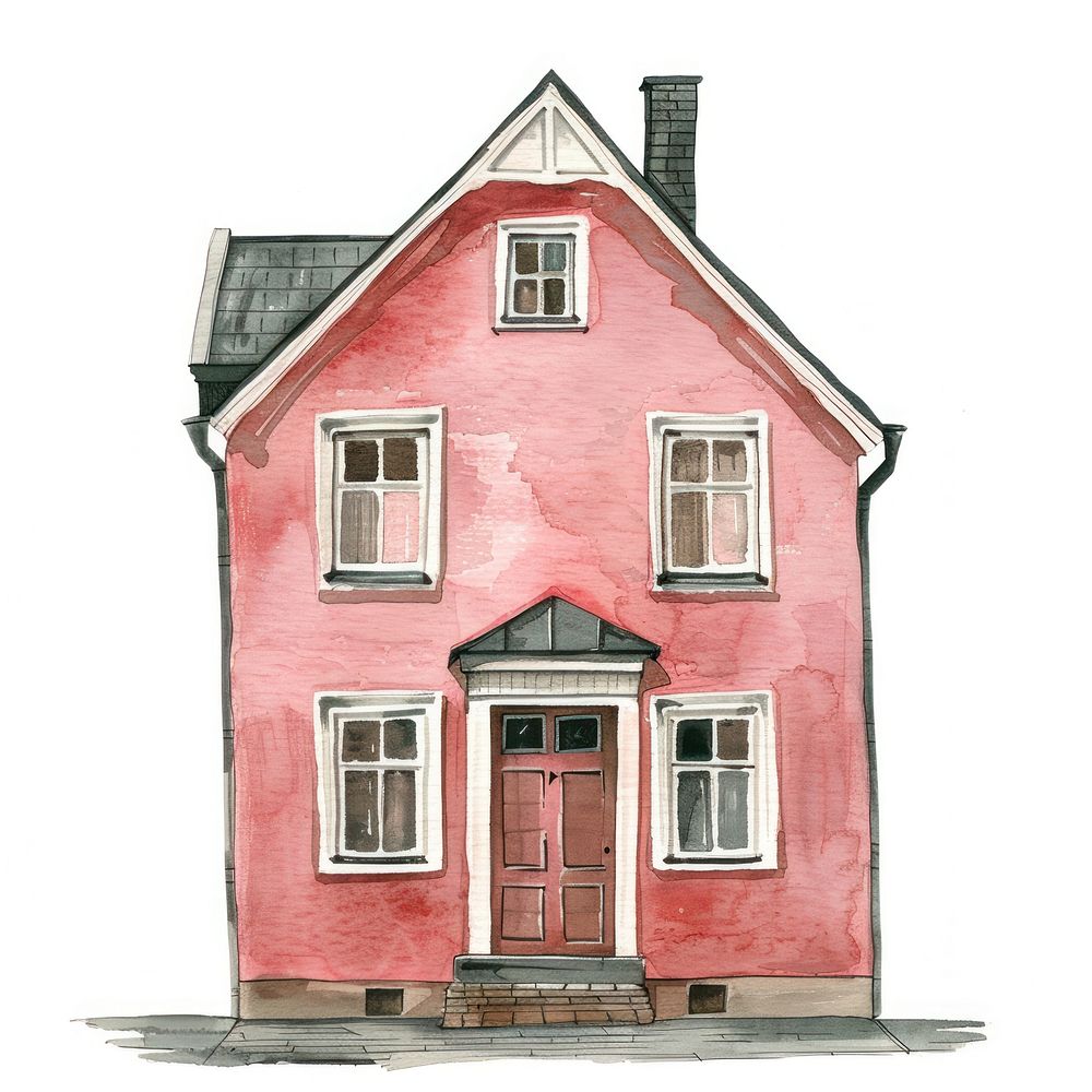 Charming watercolor red house