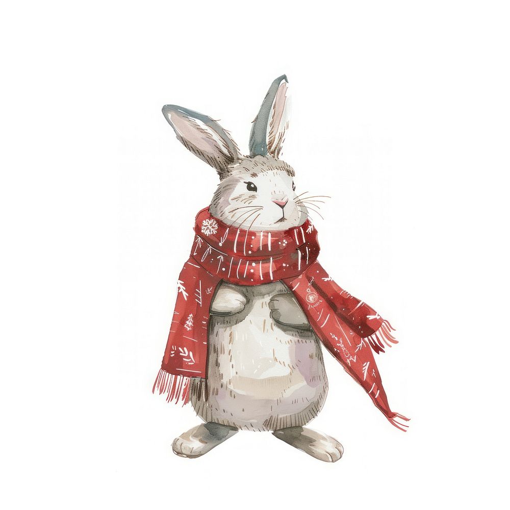 Cute rabbit with red scarf