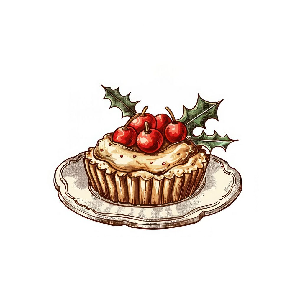 Festive tart with holly decoration