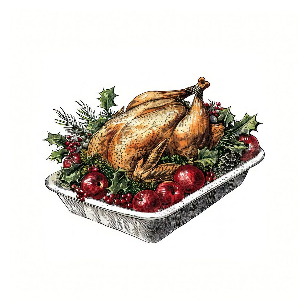 Festive roasted turkey with garnishes