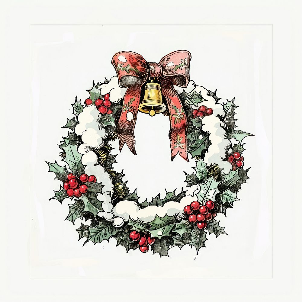 Festive holiday wreath illustration