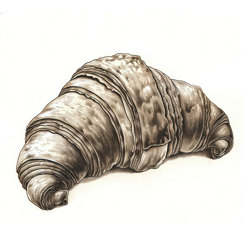 Detailed croissant illustration, bakery art