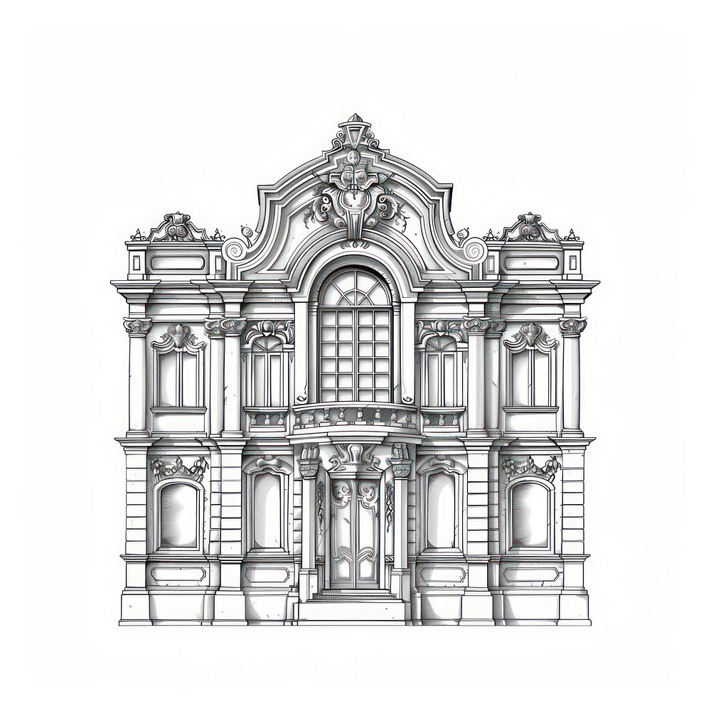 Ornate baroque architectural facade illustration