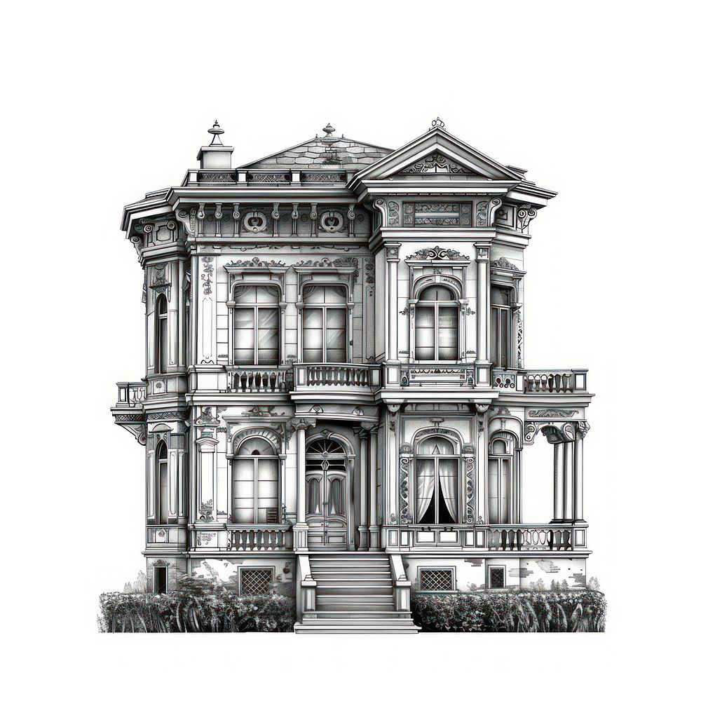 Elegant Victorian architectural illustration