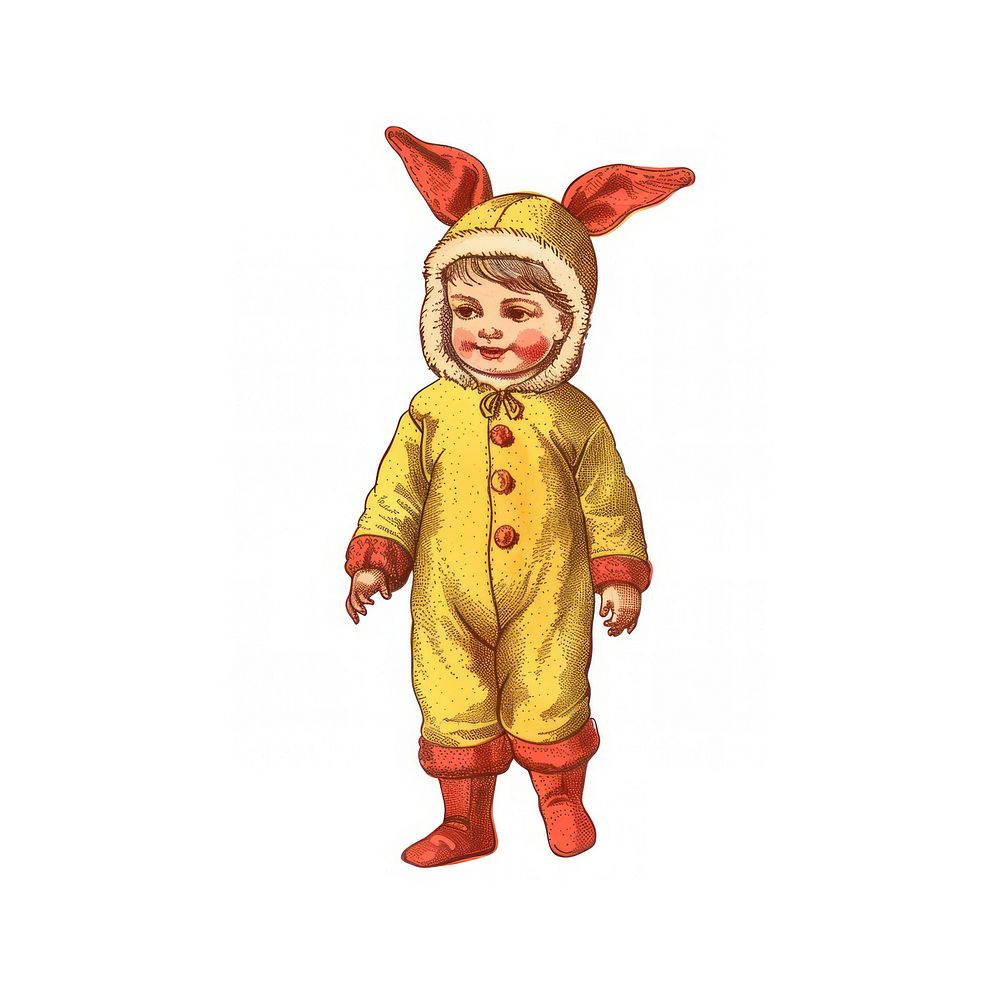 Vintage child bunny costume illustration