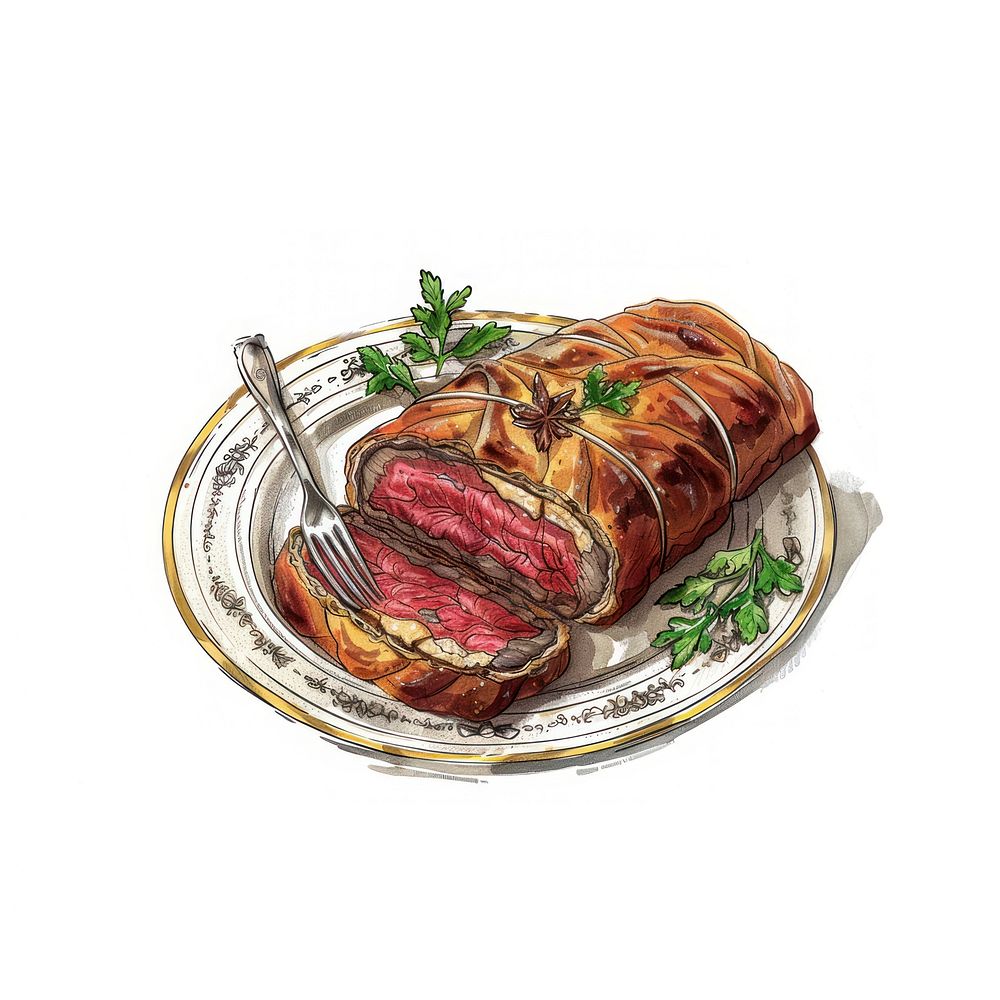 Delicious beef Wellington illustration