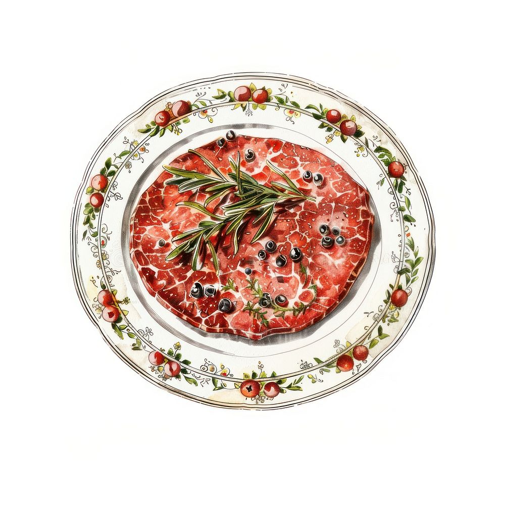 Gourmet beef carpaccio illustration