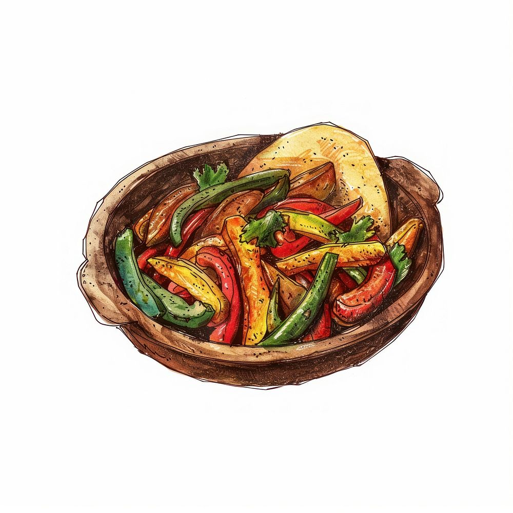 Colorful vegetable dish illustration