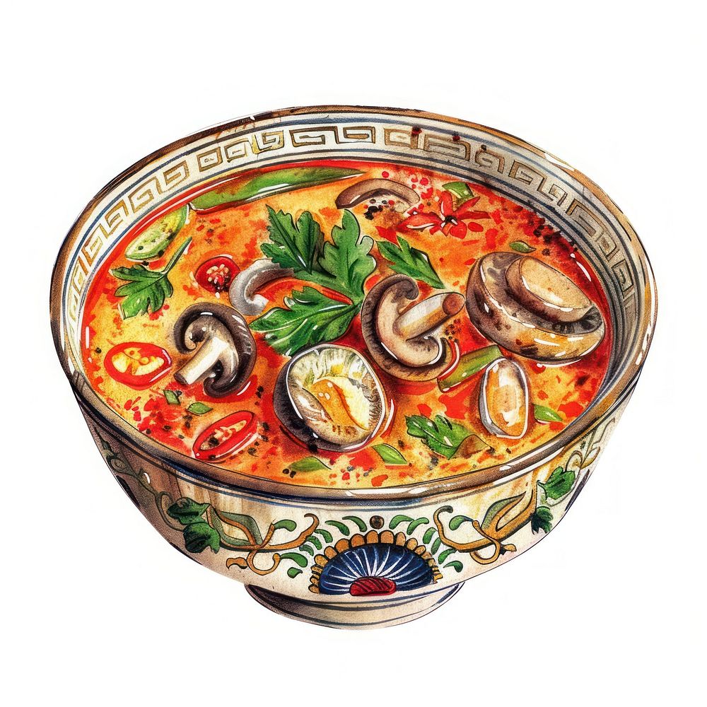 Spicy mushroom soup illustration