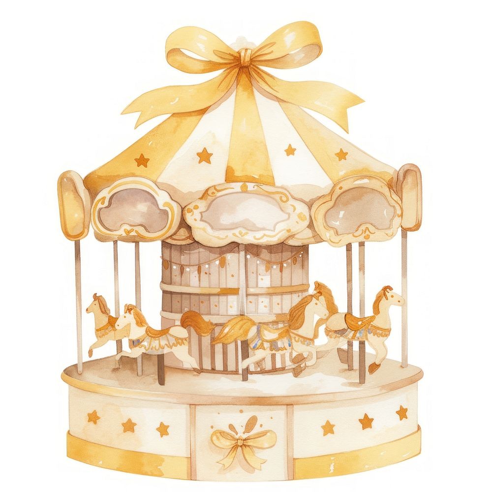 Whimsical watercolor carousel illustration