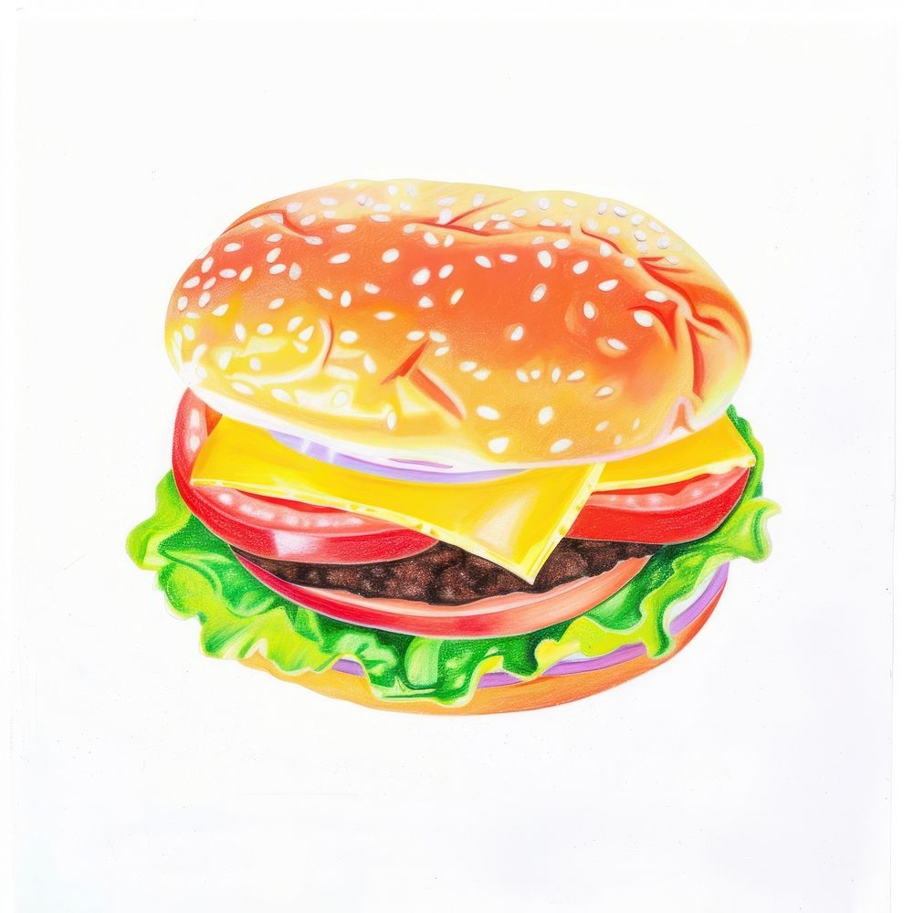 Colorful delicious cheeseburger illustration