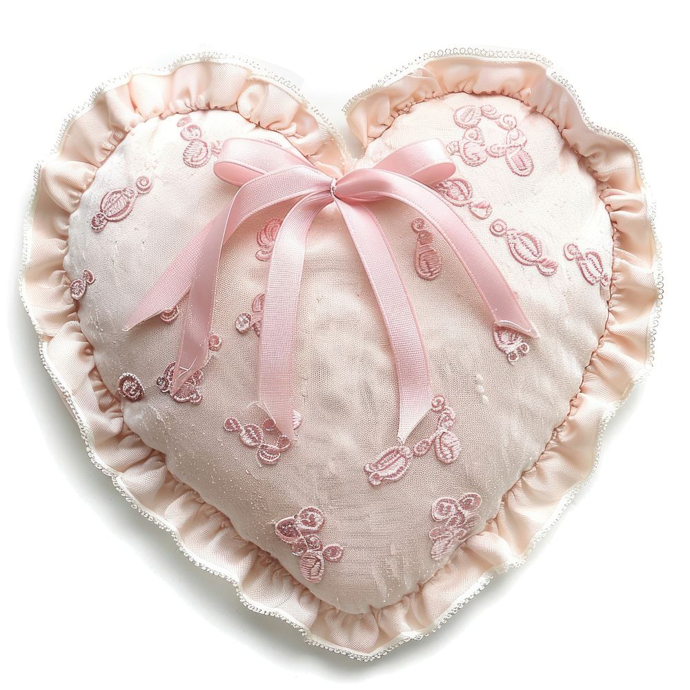 Pink heart-shaped decorative pillow