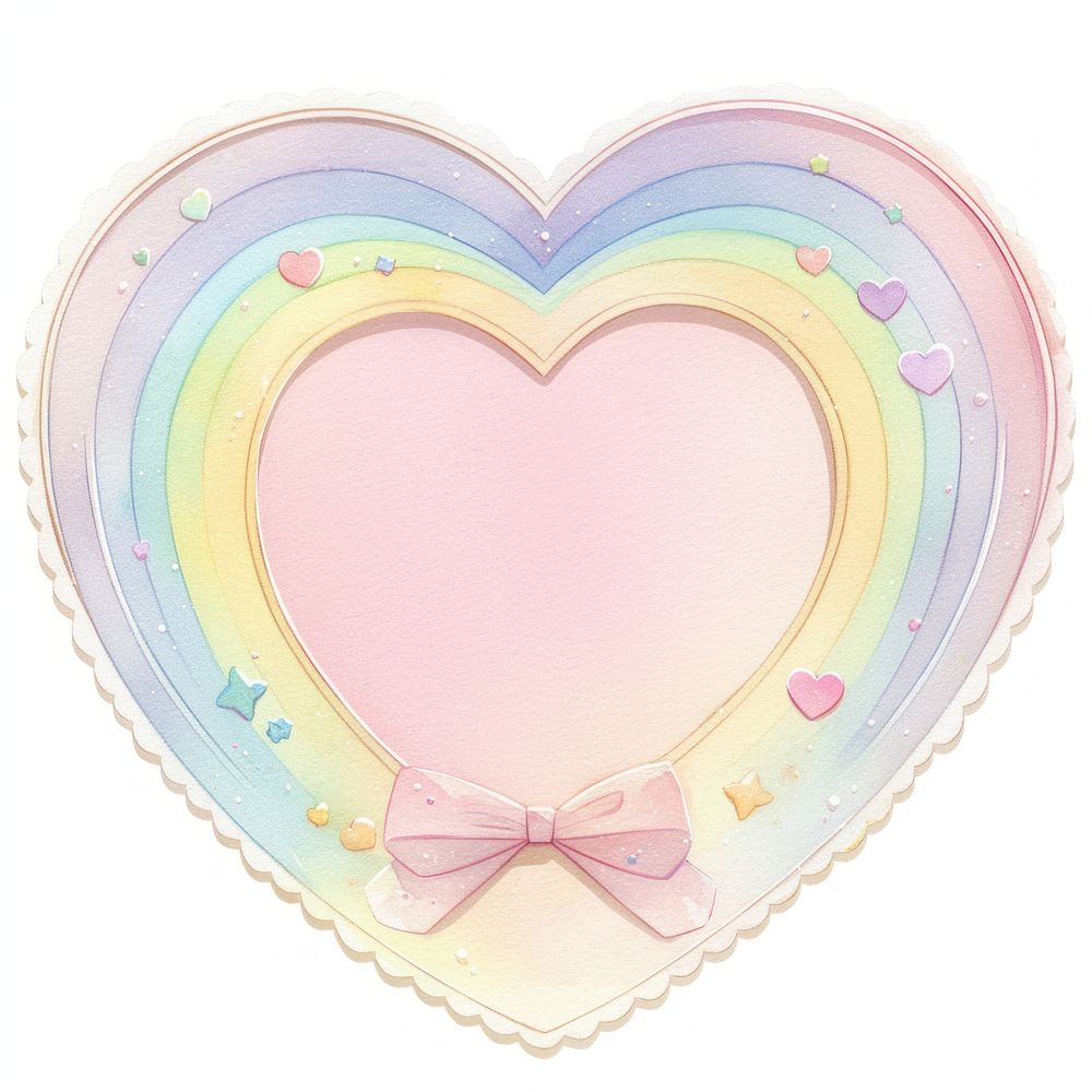 Heart-shaped pastel rainbow frame