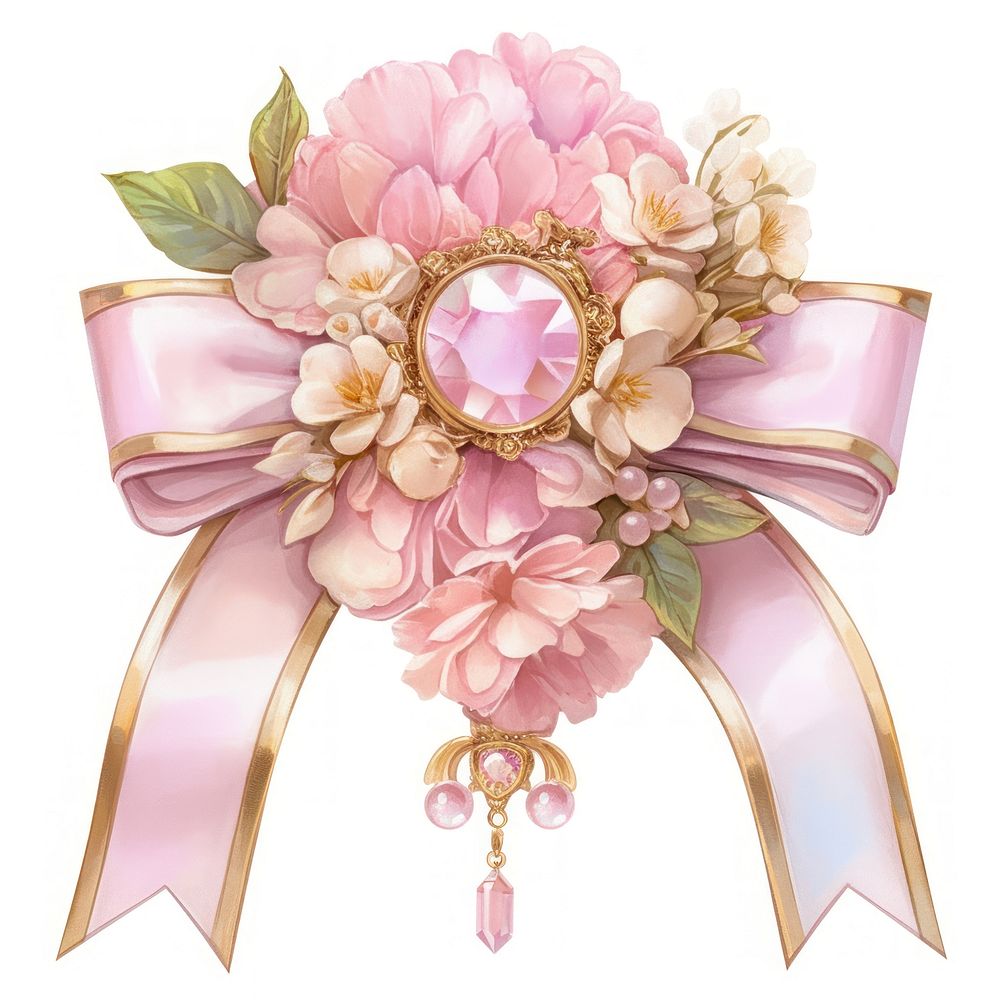 Elegant floral ribbon brooch