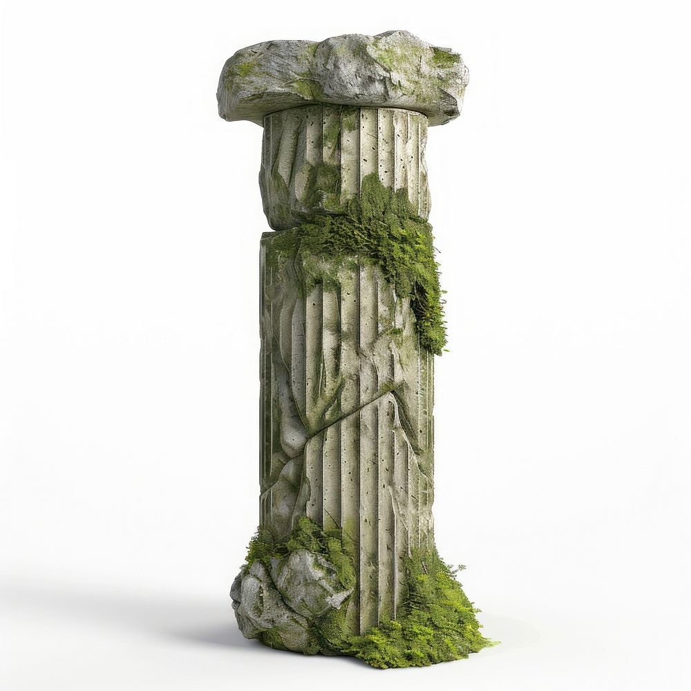 Ancient moss-covered stone column