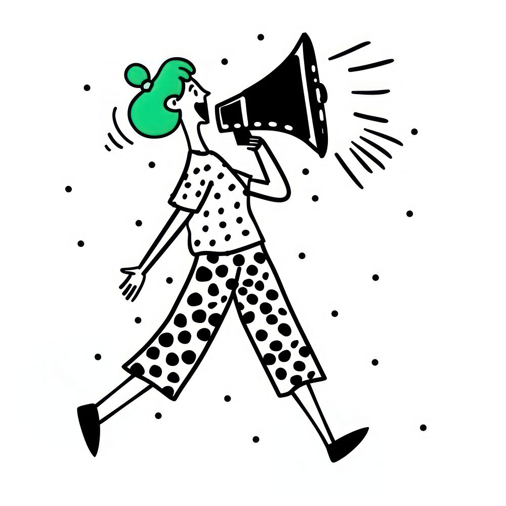 Woman shouting through megaphone