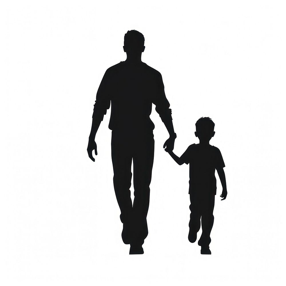 Father and son silhouette hand clothing.