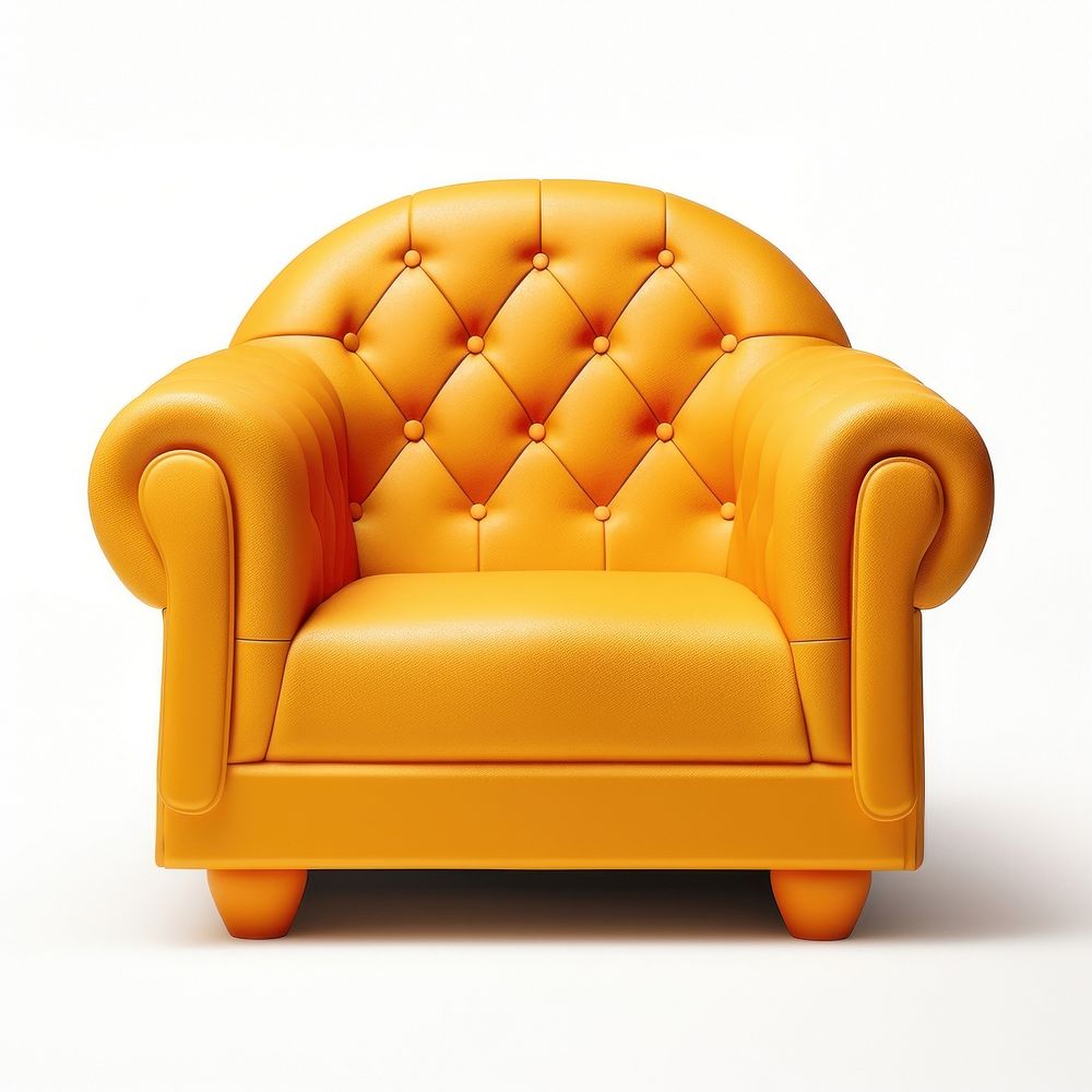 Bright orange tufted armchair