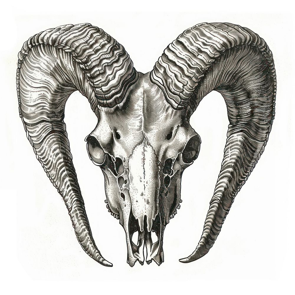 Intricate ram skull illustration